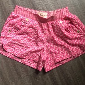 Pink Silky Shorts Gold Buttons